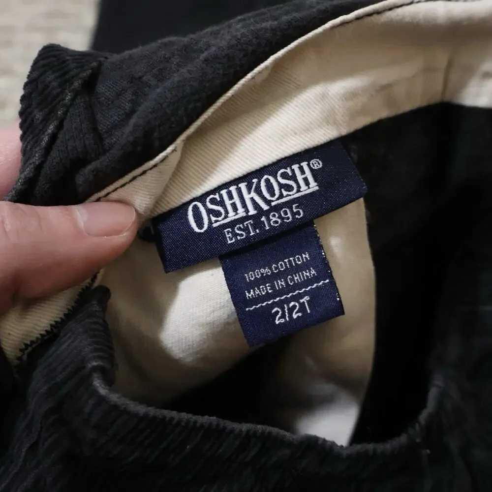 Vintage Oshkosh Workwear Dark Gray Corduroy Overalls 2/2T
